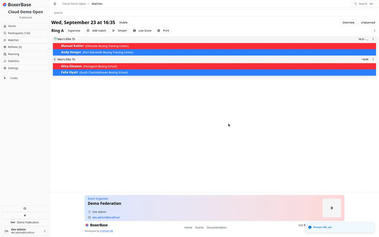 Stream button on the matchlist